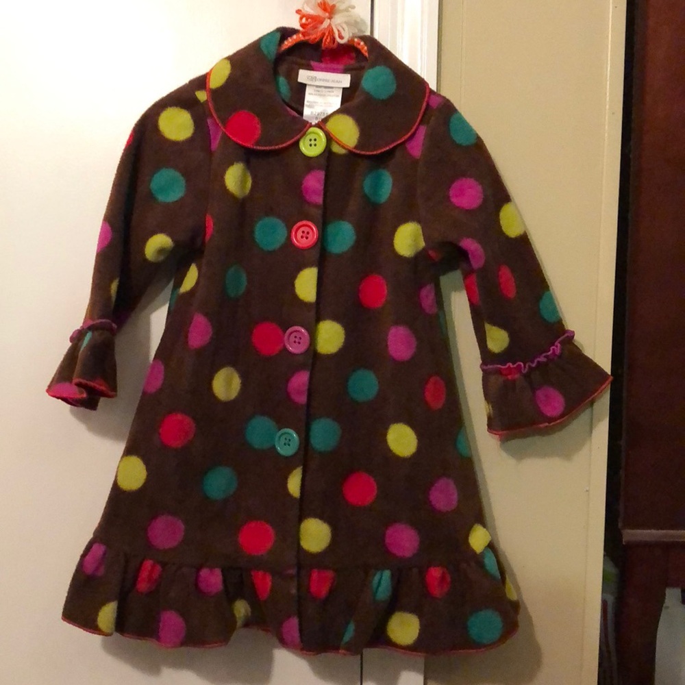 Girl polka dot fleece coat.